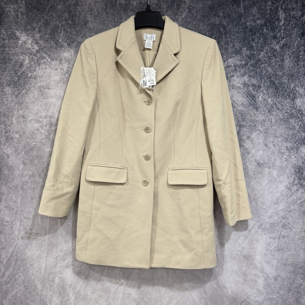 Vintage Single Breasted Wool Cashmere Blend Coat Camel Color Modern Polished 6P